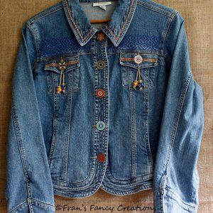 Hand Embroidered Dress Barn Denim Jean Jacket